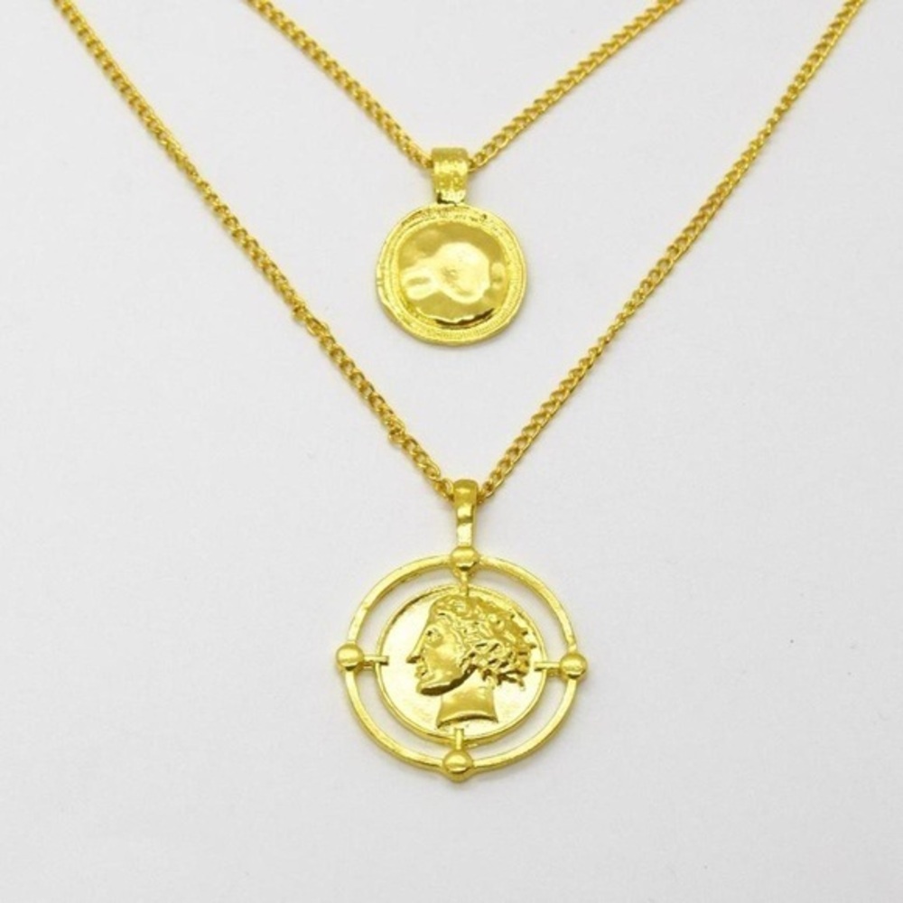 Boho Gold Layered Coin Necklace